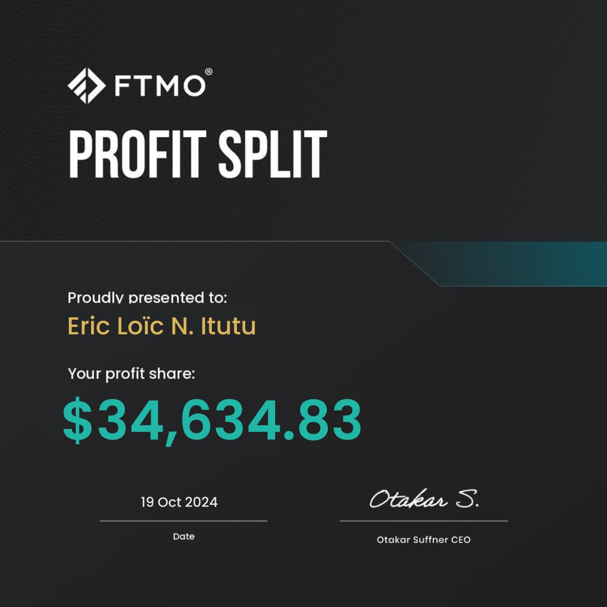 Certificat FTMO Profit Split Hermann Keurtis